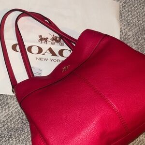 Coach bright pink Leather Shoulder Bag